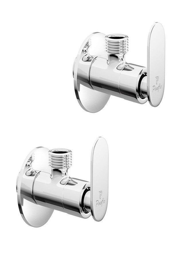 Pixaflo Pulse Brass Angle Valve, Stop Cock with Wall Flange, Chrome Finish (Pack of 2)